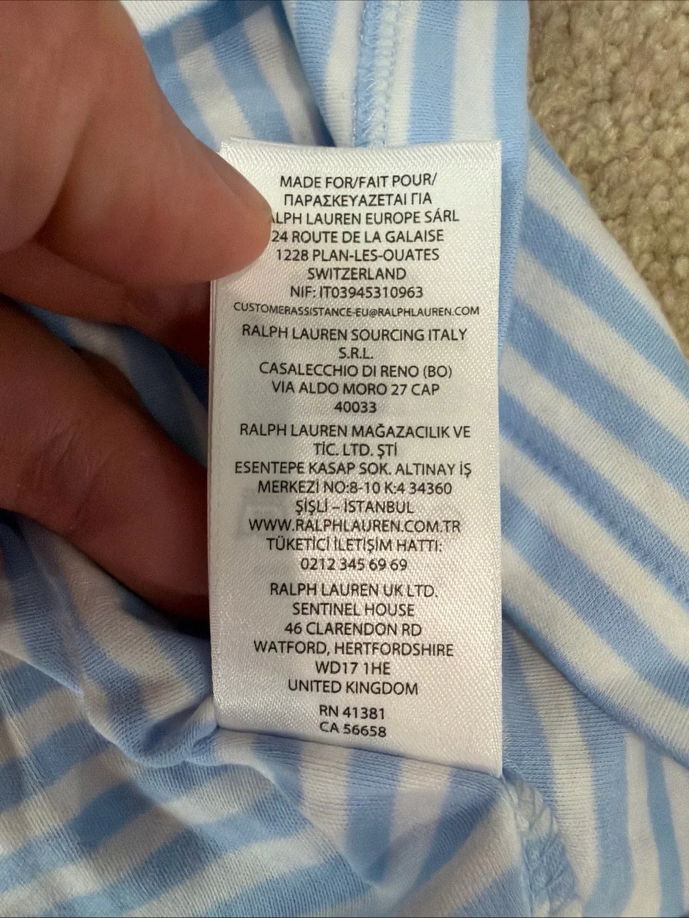 Ralph Lauren Light Blue & White Striped Polo Shirt
